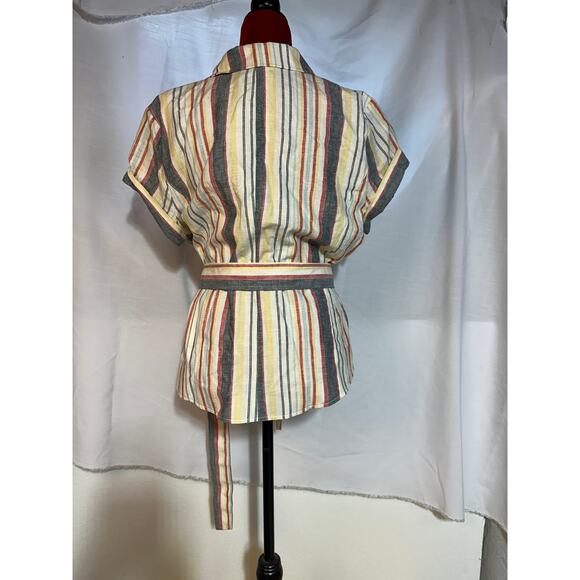 7th Avenue Y2K style Women's XL Multi Striped Short Sleeve Belted Blazer New tag - Picture 2 of 9